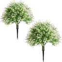 Artificial Campanula with White Bellflower Garden Accents, Set of 2, 22 Inches with Metal Stands, Faux Ornamental Grass Decor for Outdoor Lawn & Patio