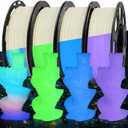 MIKA3D Glow in Dark PLA 3D Printer Filament Bundle, Glowing in Dark Fluorescent Green, Blue, Purple, Rainbow, Each Spool 0.25kg, 4 Spools, Total 1KG Dark Fluorescent PLA Multicolor Packed 250g X 4,Green+blue+purple+rainbow, 250g/Spool