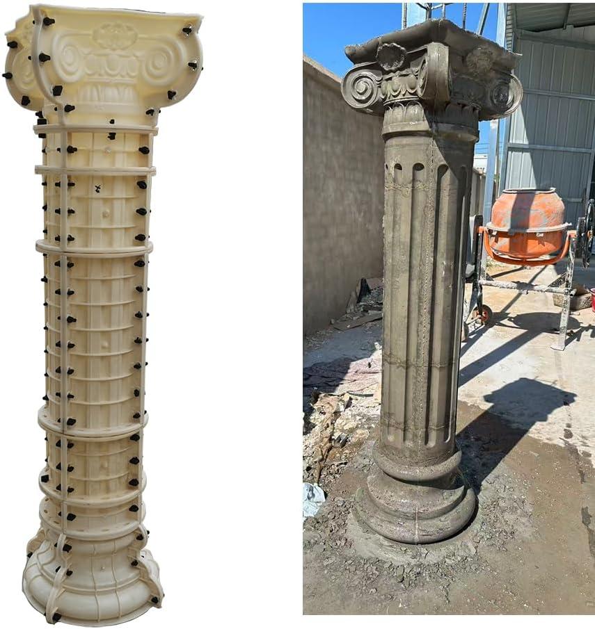 Roman Column Concrete Mold, White, Round, 25cm Diameter, Lightweight, French Country Style, DIY Pillar Template for Outdoor Garden, 11.81x12.99 Inch
