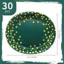 30Pcs Green Gold Oval Paper Plates 10" X 12" Large Disposable Dinner Plates for World Cup Birthday Wedding Engagement