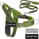 Lukovee No Pull Dog Harness & Leash Set - Heavy Duty Dog Vest Harness with Soft Padded for Medium Large Dogs, Adjustable Reflective Tactical Pet Harness for Easy Walk and Training (Large, Green)