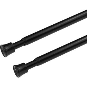 KXLife 8 Pcs Spring Tension Curtain Rod 28 to 49 Inch Cupboard Bars Tensions Rod Spring Loaded Curtain Rods，Adjustable Length for Kitchen, Bathroom, Cupboard, Wardrobe, Window, Bookshelf, Black