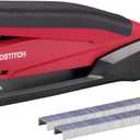 Bostitch Office Executive 3 in 1 Stapler, Includes 210 Staples and Integrated Staple Remover, One Finger Stapling, No Effort, 20 Sheet Capacity, Spring Powered Stapler, Red