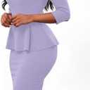 PerZeal Women's Bodycon Pencil Dress Church Teacher Office Modest Business Wear to Work Sheath Suiting Dresses (Purple, L)