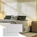 Upholstered Headboard Panels, 4 Panels Sized 7.8" x 15.7" Peel and Stick Padded Wall Panels for Kids, 3D Anti-Collision Wall Mounted Bed headboard for Full, White