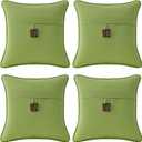 Outdoor Sunbrella Decorative Pillows with Coconut Button Pack of 4, 16" x 16" Outdoor Pillow Set for Couch Bed Throw Patio Sofa, Canvas Ginkgo