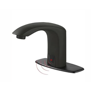 Touchless Bathroom Faucet Automatic Motion Sensor Sink Faucets with 3 Hole Cover Plate and Temperature Mixer, Black Motion Activated Hands-Free Basin Smart Commercial Faucet Single Hole BODQEMR