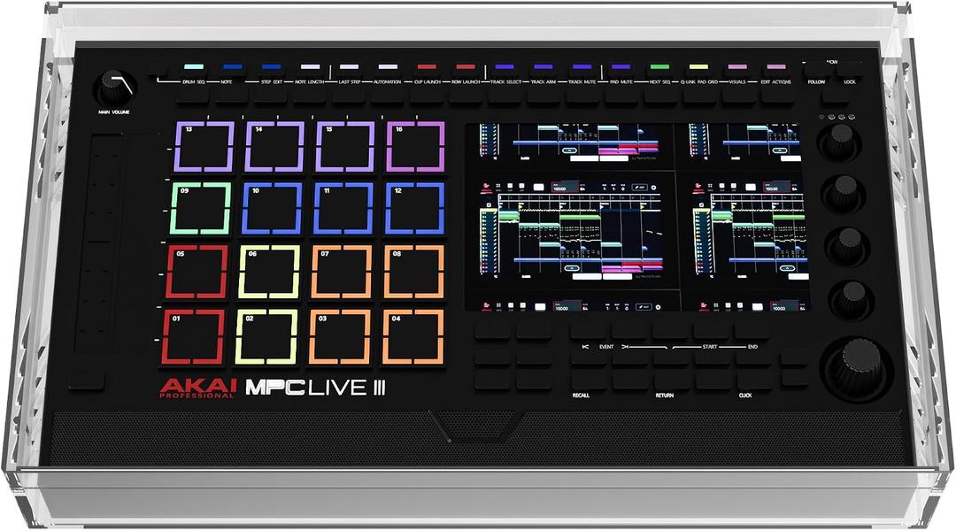 Geekria Music Production Center Acrylic Protective Case/Dust cover, Compatible with Akai Professional MPC Live III, Magnetic Opening and Closing Design (transparent)
