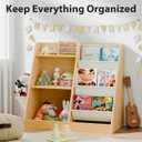 Kids Bookshelf Wooden 3-Tier, Toddler Montessori Bookshelf, Wood 3 Tier/Storage Bag