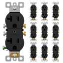 AIDA 20 Amps Outlets Duplex Electrical Receptacle Outlets, Electrical Outlet, 20Amp 125V Heavy-Duty Wall Outlet, Residential, 3-Wire, Self-Grounding, UL Listed, Side Wire (10 Pack, Black)