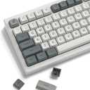 Dagaladoo Retro keycaps Japanese Style Double Shot PBT Keycaps Set dye Sublimation Custom Key caps 139keys Grey XDA Profile Key caps Keyboard for Gateron MX Switches Mechanical Keyboard