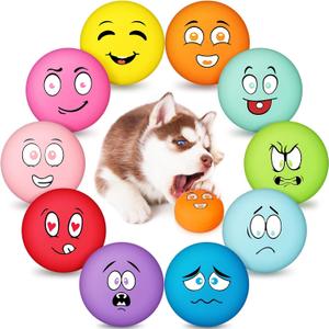 Hungdao 10 Pack Dog Squeaky Toys Soft Latex Squeaky Toys Small Balls Interactive Pet Chewing for Puppy Training Interactive Fetch Play Supplies (Dog)