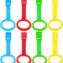 KALAMANDA 8 Pcs Baby Playpen Pull Up Rings, Pull Up Handles Standing Walker Crib Pull Rings for Toddler Kids Children Walking Training Tool(Yellow/Red/Blue/Green)