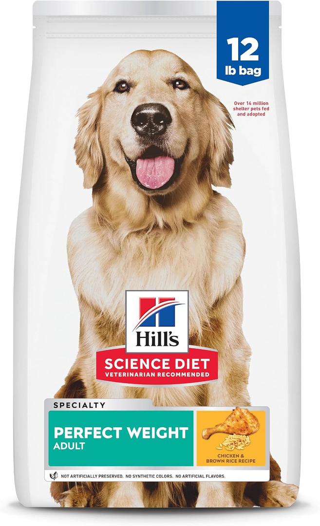 Hill's Science Diet Adult Perfect Weight Dry Dog Food, Chicken & Brown Rice, 12 lb. Bag, BBD 04/2027