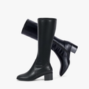 Elisabet Tang Knee High Boots for Women 2 inch Chunky Low Heel Boots Square Toe Side Zipper Fall Winter Comfort Boots, Size 8.5