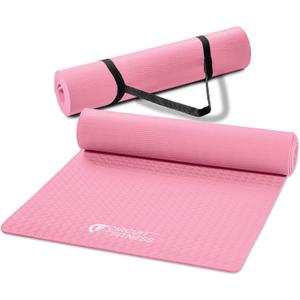 Circuit Fitness by Marcy Non-Slip Multi-Purpose Exercise Yoga Mats with Carrying Strap Multi-Thickness, Multi-Color Options (Sakura Pink (1/4-inch))