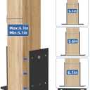 6x6 Post Base 1 Pcs,Heavy Duty Detachable Post Bracket with Adjustable Inner Size (5.6" x 5.1"-6.1"), Rust-Proof Powder-Coated Thick Post Anchor for Deck Railing, Fences, Mailboxes, Pavilions