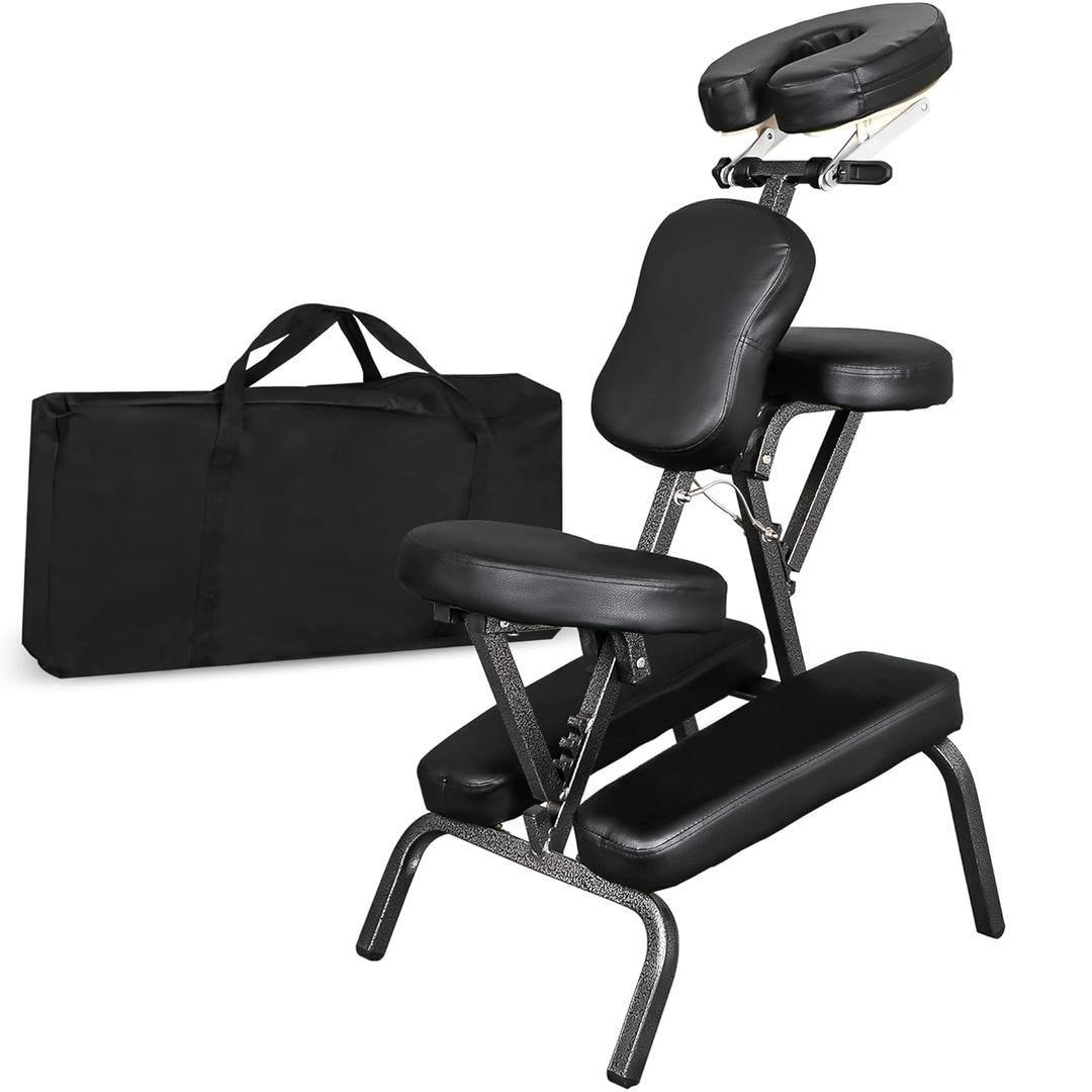 Nova Microdermabrasion Portable Massage Chair Foldable Tattoo Therapy Chair 4 Inches Thickness Sponge Face Cradle Spa Salon Massage Chair (Black)