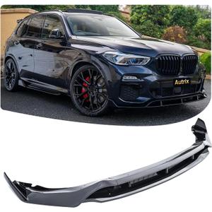 Front Bumper Lip Compatible with 2019-23 BMW X5 G05 M Sport Package | Front Lip Splitter Spoiler Fits M Sport Package Only GT-Style Protector Air Dam Body Kit Exterior Accessories Glossy Black