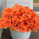 Artificial Fall Flowers for Outdoors, 12 Bundles Fake Mums Flowers for Decoration, Faux Plants with Silk Flowers for Porch Decor Garden Patio Home Aesthetic (Orange)