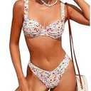 SOLY HUX Women's Floral Print Bathing Suit Underwire Bikini Sets Two Piece Swimsuit Multicoloured Floral Large