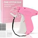 Stitch Gun for Clothes Handheld Stitch Gun Quick Clothing FixerSewing Kit Includes 1,000 Black Fasteners & 1,000 White Fasteners & 6 Needles (Pink-White)