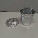 Silver Mini Galvanized Trash Can with Lid Mini Wastebasket Trash Can Small Metal Buckets Tabletop Trash Rubbish Bin Flower Pot Pen Holde Trash, Wastebaskets (9.5X9X9CM)