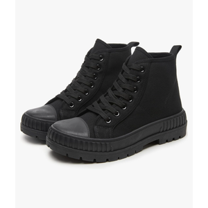 Women's White Platform Sneakers Fashion High Top Canvas Shoes for Women Black Lace-Up Canvas Sneakers Casual Platform Tennis Shoes Size 9