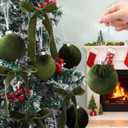 Wettarn 30 Sets 3.15 Inch Velvet Christmas Ornaments Balls Sets for Christmas Tree, Includes Velvet Balls & Bows for Xmas Tree Wreath Garland Vintage Holiday Hanging Decor (Green)