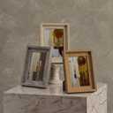 Picture Frame Set, 4x6 Photo Frames with Foldable Stand, Stylish Tabletop Display, Durable Wood Design, 3Pcs, Brown, Marble, Natural Wood Color