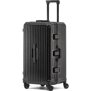 BEITH Hardside Luggage with USB, Type-C, Cup Holder, BS2298 Large Aluminum Frame Suitcase with 5 Wheels 360 Double Spinner, ABS+PC Alloy Box Shell, TSA Lock, Aluminum Lifting Rod, Durable, Black