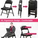 1 Pack Bulk Folding Chairs with Padded Cushion, Single Black Steel Metal Frame Foldable Chair for Indoor and Outdoor, Portable Stackable Commercial Seat for Bedroom Patio Party Event (Black Pu Leather)