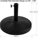Blissun 22 lbs Patio Umbrella Base, Outdoor Umbrella Base, Market Umbrella Base Stand for Patio, Garden, Lawn, Black, 16.5"