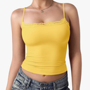 YEOREO Women Lace Cami Y2K Square Neck Double Lined Sexy Strap Tank Top Sleeveless Going Out Party Club Basic Shirt