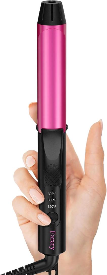 Dual Voltage Travel Ceramic Curling Iron with Keratin & Argan Oil, Adjustable Temperature, Mini Size for Short Hair - Includes Storage Bag