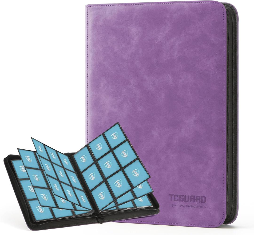 Trading Card Binder, 9 Side Loading Pocket Card Album Hold Up to 540 Cards, Zipper Binder for Cards Collection, TCG Card Holder for Game Card, Sports Card, Yugioh, MTG etc.Purple
