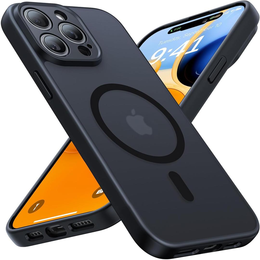 Faiono Magnetic for iPhone 15 Pro Max Case [Full Camera Protection][Military-Grade Protection][Compatible with MagSafe] Shockproof Protective Slim Phone Case for iPhone 15 Pro Max, Black