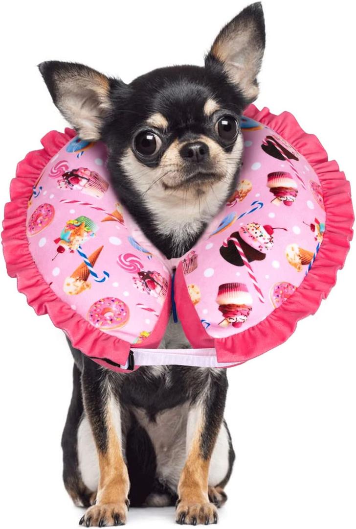 CuteBone Inflatable Dog Collar Alternative for Medium Dogs After Surgery-Double Adjustable Neck Range P23SO00102 M