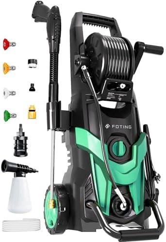 2025New Electric Pressure Power Washer 4500 PSI 3.2 GPM Total 58FT with 4 Quick Connect Nozzles, Inlet Hose & Filter, Foam Cannon for Cars/Fences/Driveways/Patios/Home Cleaning
