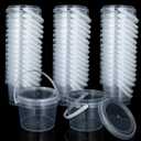 ZOEYES 50 PCS 10 oz Slime Containers with Lids and Handles, Plastic 300ml Storage Bucket Containers, Clear Slime Storage Case for Slime DIY Art Craft, Mini Toy, Pigment, Small Tools, Part Material