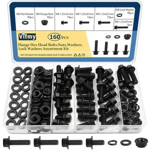 Flange Head Bolts Assortment Kit (160 Pack)