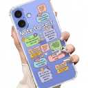 bicol for iPhone 16 Case with Screen Protector, Enhanced Camera Protection, Clear TPU Cover with Trendy Designs for Girls Women, Slim Fit Protective Phone Case, Note to Self