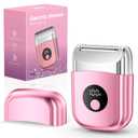 Cordless Electric Razors for Women, Travel Electric Shaver with LED Display, Rechargeable Body Trimmer Shaver for Private Area, Face Underarms Bikini,Lips,arms, Legs (Pink)