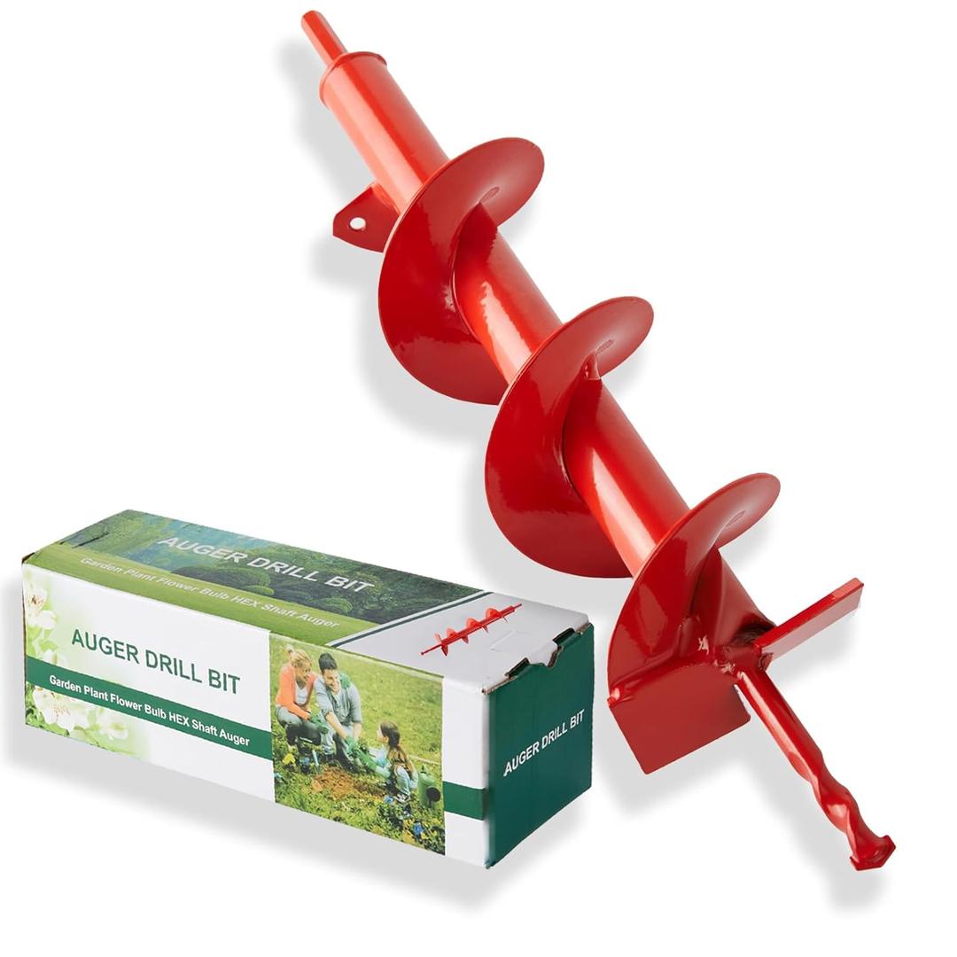 4x16 Upgraded Auger Drill Bit with Sharp Thickended Blades and Steel Cemented Carbide, Ice Augers for Ice Fishing Intensive Blades for Planting for 3/8" Hex Drive Drill