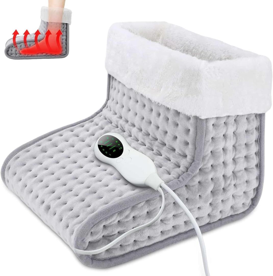 CYFIE Feet Warmers, Under Desk Foot Warmer for Women Men, Electric Heating Pad, 10 Level Heating 3 Level Timer with Auto Shut-Off, Winter Warmer for Home, Office, Indoor (Light Grey)