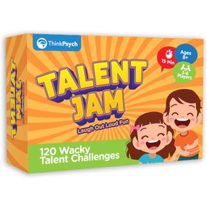 ThinkPsych Talent Jam - Hilarious Talent Show & Charades Game - Fun Family Games for Kids and Adults - Family Game Night for Teens, 6 inches by 4 inches