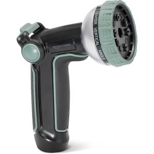 Amazon Basics 10 Spray Patterns Garden Hose Nozzle with Rotating Head, Black