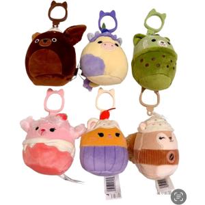 Squishmallows Hybrid Sweets Squad Mini 3.5" Clip On Keychains Plush Doll Set of 6