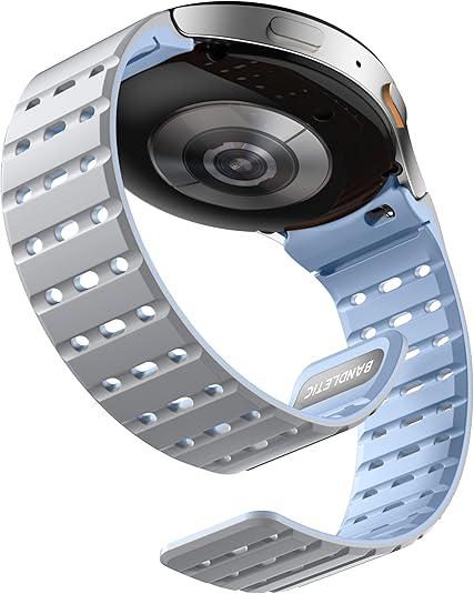 Bandletic Magnetic Silicone Band Compatible with Samsung Galaxy Watch 7 6 5 4 FE 40mm 44mm/for Galaxy Watch 6 4 Classic 43mm 47mm 42mm 46mm/Watch 5 Pro 45mm, 20mm No Gap Sport Strap for Men Women