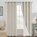Linen  Curtains for Bedroom 84 Inches Long, Back Tab/Rod Pocket Living Room Drapes, Thermal Insulated  60" W x 84" L, Cream 1pcs